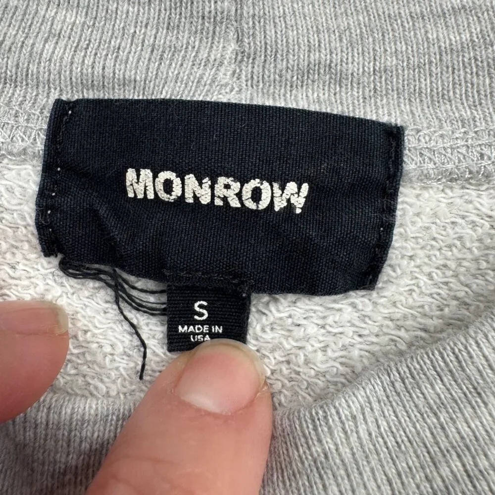 Monrow Sweatshirt Gray Leopard Print Crewneck Size S Pullover Long Sleeve - Picture 4 of 10